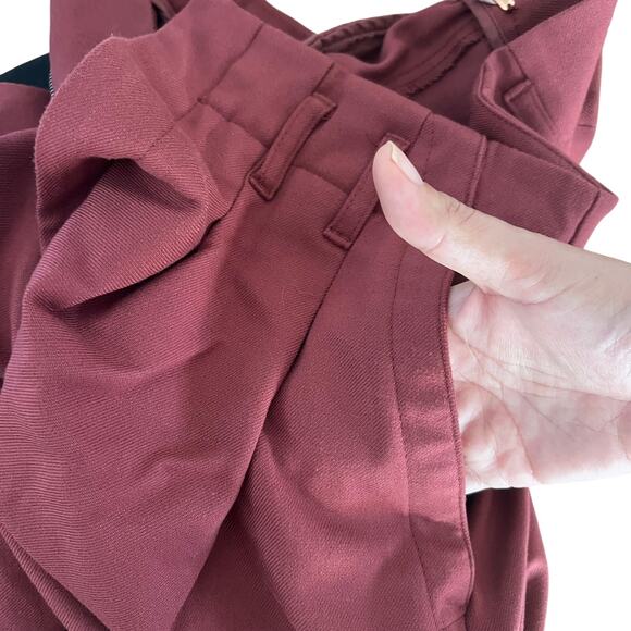 Free People women’s high-waisted tapered pants in a rich red/burgundy color. - Picture 7 of 11